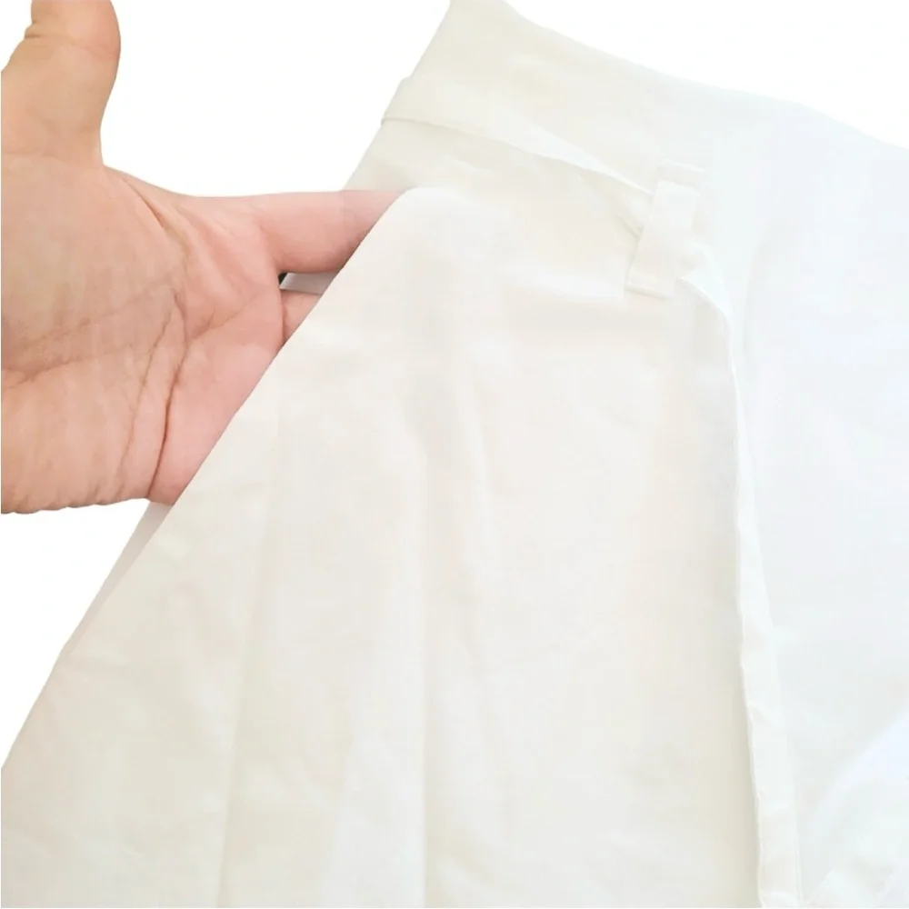 NWT THEORY A-Line Linen Tie Skirt White Eco Crunch Wash